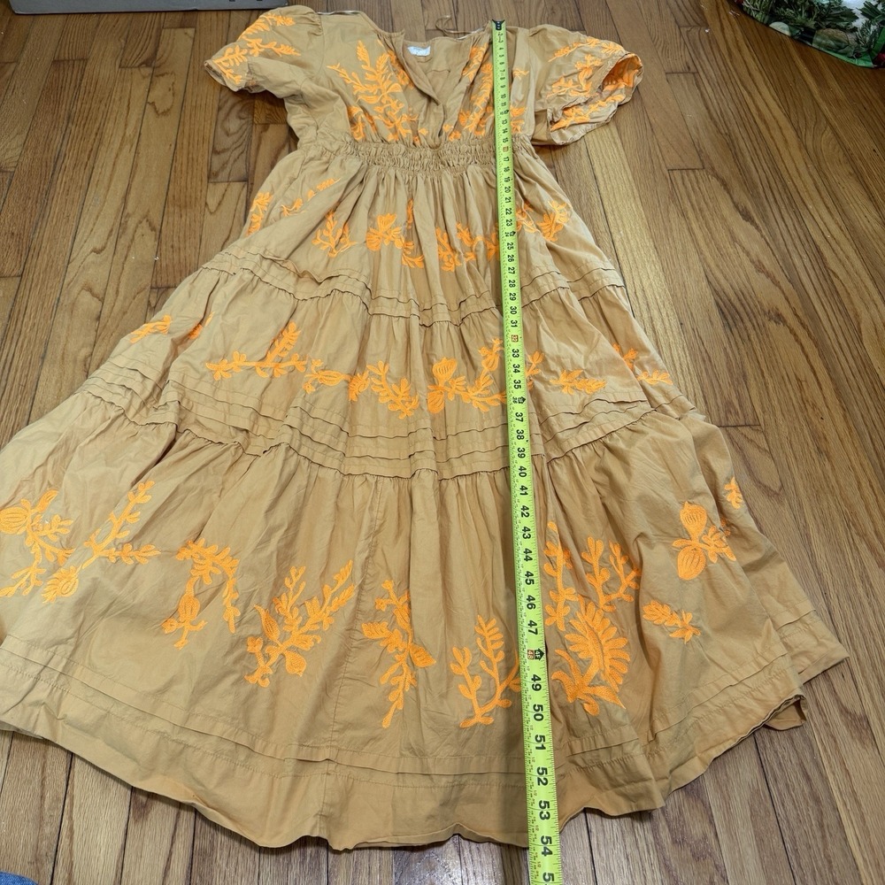 Anthropologie The Somerset Maxi Dress in Embroidered Edition Tan Orange 1X - Picture 8 of 9